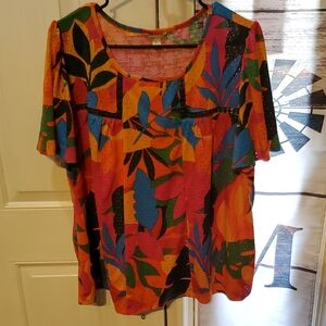 Cato Vibrant Leaf Pattern Blouse